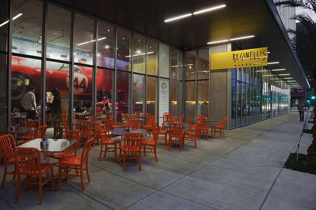 Street level retail space, including Reginelli's pizza, Jamba Juice, and Ste. Marie Restuarant.