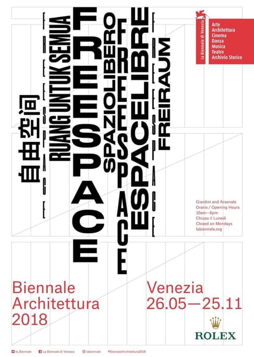 More Venice Biennale 2018 “Freespace” exhibition details are revealed