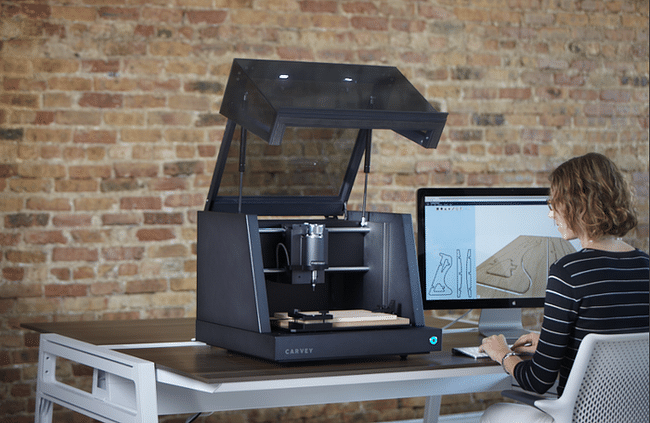 Carvey is a 3D-carving machine that let you make quality objects out of wood, metal, plastic and other materials in three steps. Photo via Kickstarter.