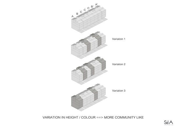 Variation in height/ color, photograph by Somdoon Architects