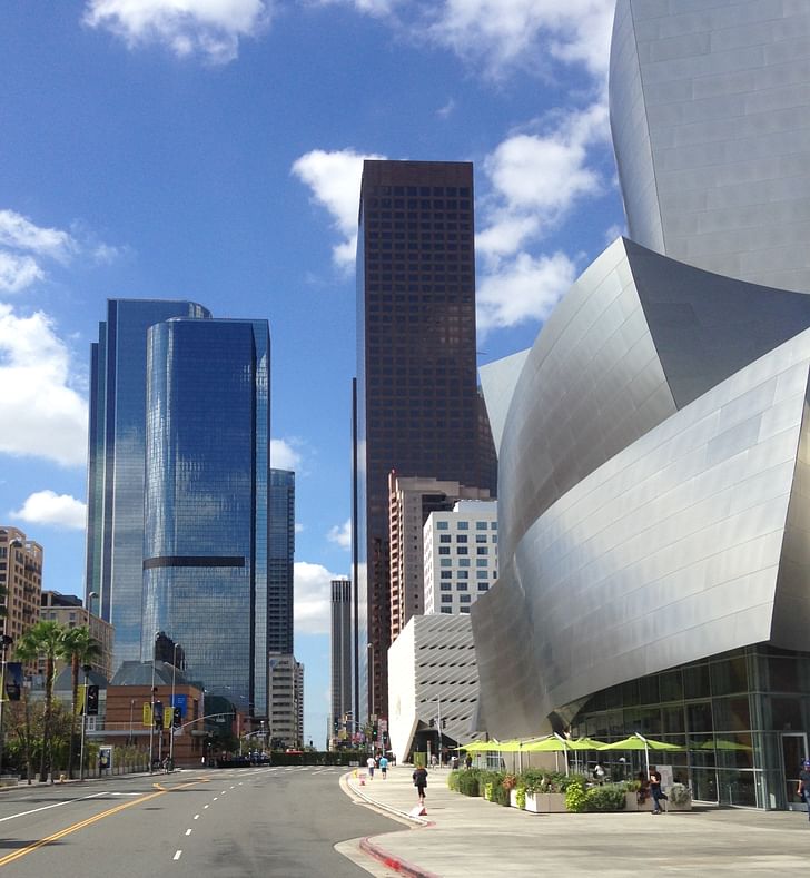 On Grand Avenue looking south, with views of Walt Disney Concert Hall and The Broad. Photo by Amelia Taylor-Hochberg.