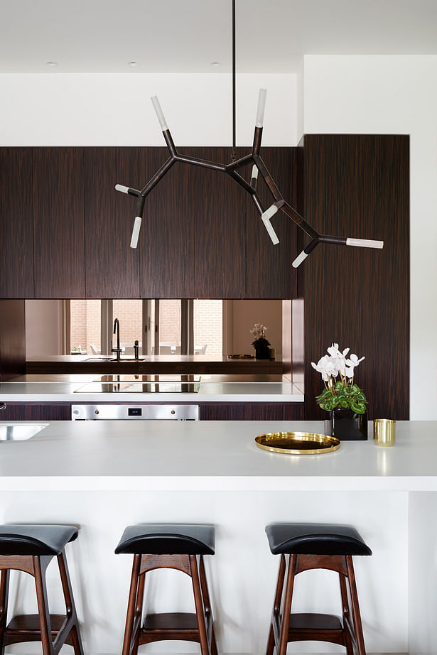 RENOVATED KITCHEN SPACE WITH THE NEW KITCHEN JOINERY, PENDANT INCLUDING FITTINGS AND FIXTURES