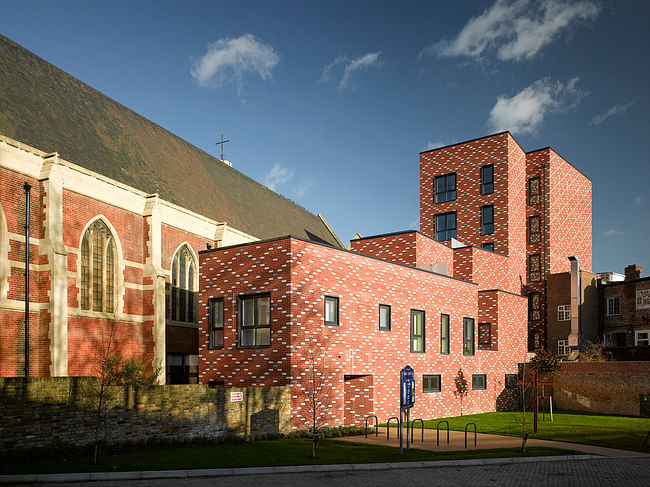 2015 RIBA National Award - St Mary of Eton Church, Apartments and Community Rooms, Hackney Wick E9 by Matthew Lloyd Architects LLP. Photo © Benedict Luxmoore.