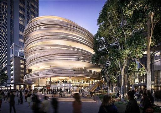 A render of the "Darling Exchange." Image credit Kengo Kuma Architects / the City of Sydney