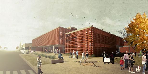 Perspective - Technical School Main Facade. (Image of shared autorship)