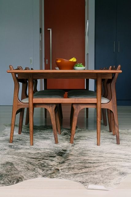 solid walnut wood premium table and nest chairs 