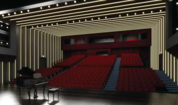 view toward the auditorium, 3D rendering