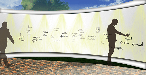 Reflect Park Wall of Names Detail: Google SketchUp, Adobe Photoshop