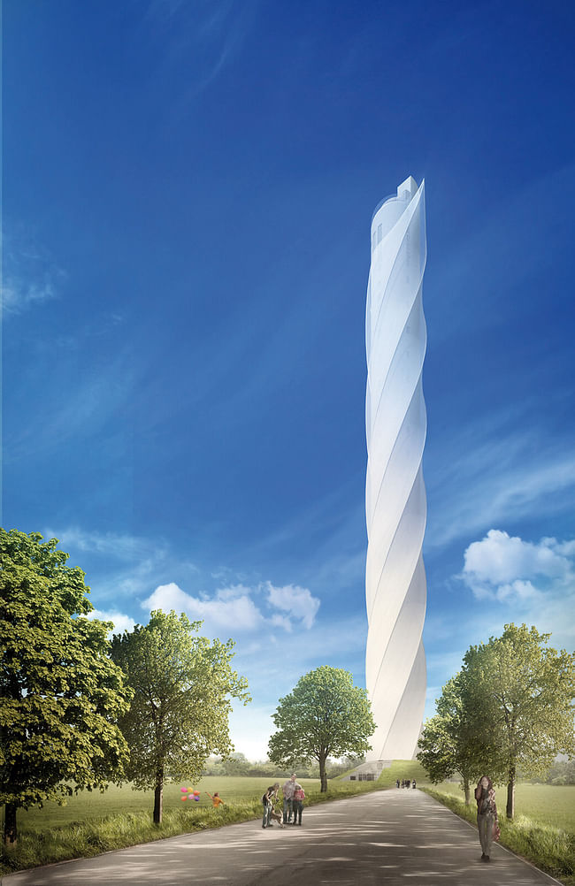 'Construction already starts at the site of ThyssenKrupp’s test tower. The tower will be ready by the end of 2016.' Image copyright ThyssenKrupp.