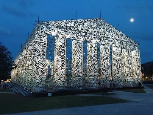 The Parthenon of Books taking shape in Kassel. Photo by lctanner