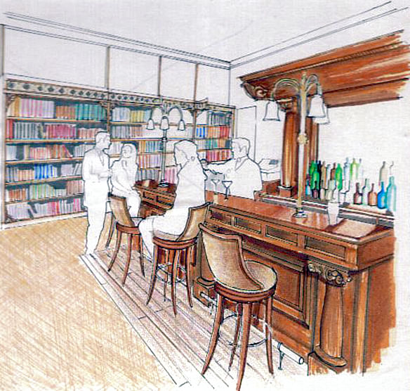 Proposal for a library/bar in Melville Castle Hotel - Competition.