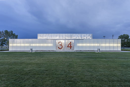 John Fry Sports Park Pavilion in Edmonton, Canada by the marc boutin architectural collaborative; Photo: Bruce Edward of Yellow Camera