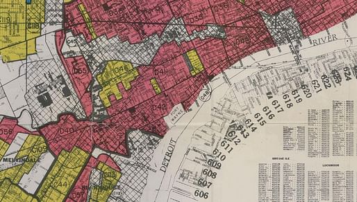 A redlined 1930s map of Detroit. 