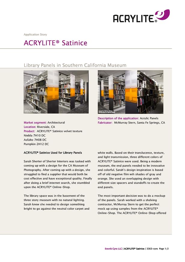 Article by the panel manufacturer, Evonik Industries