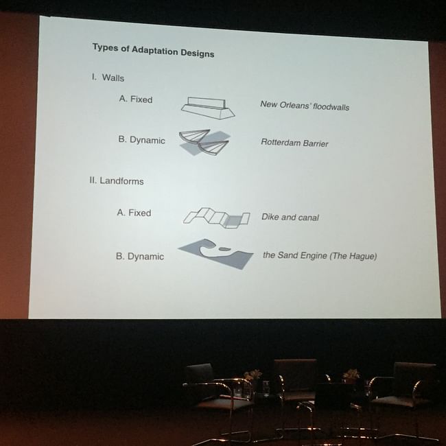 A slide presented by Prof. Hill showing different types of adaptive design. Credit: Kristina Hill / The Next Wave