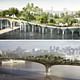 Clever renderings ... the proposed Pier 55 in New York, top, and the Garden Bridge in London. Composite Heatherwick Studios/Arup