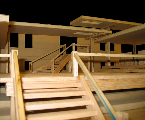 Exterior Deck -- particle board, oak