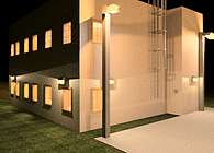 small office building night rendering