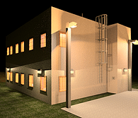 small office building night rendering