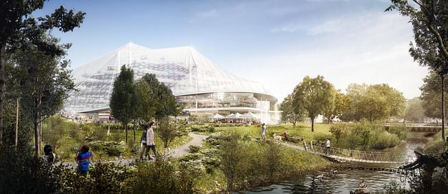 One of Squint/Opera's renderings for the Googleplex expansion by Heatherwick / BIG.