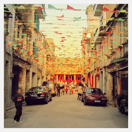 A road of Shanwei, Guangdong province, during the Spring Festival