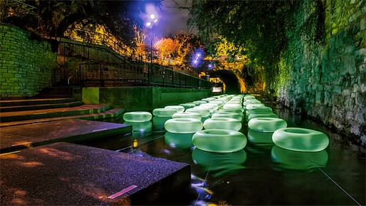 The Creek Show light art installation along Waller Creek in Austin. Photo: Dillon Magnuson, via Metropolis.