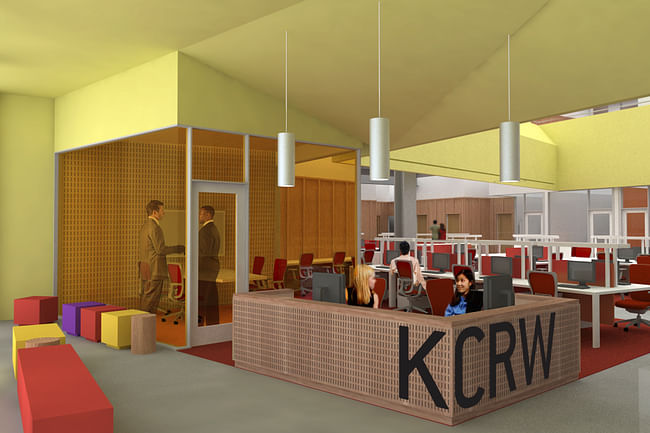 Reception for the new Media Center. Rendering courtesy of KCRW. 