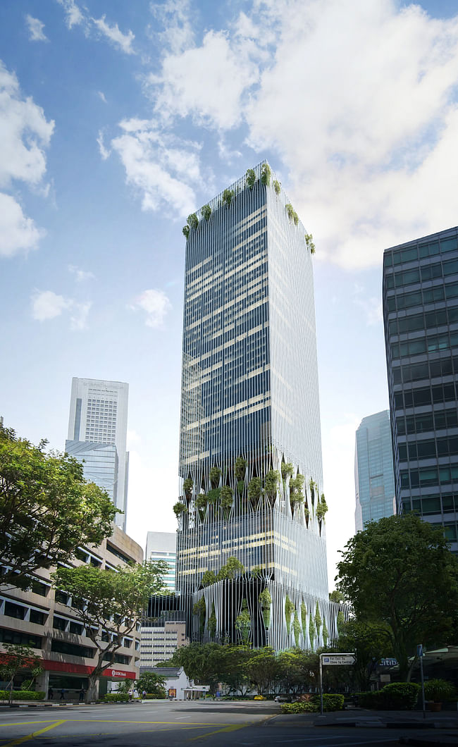 A new 280-meter-tall tower in Singapore by BIG + Carlo Ratti Associati. Image credit: BIG + VMW.