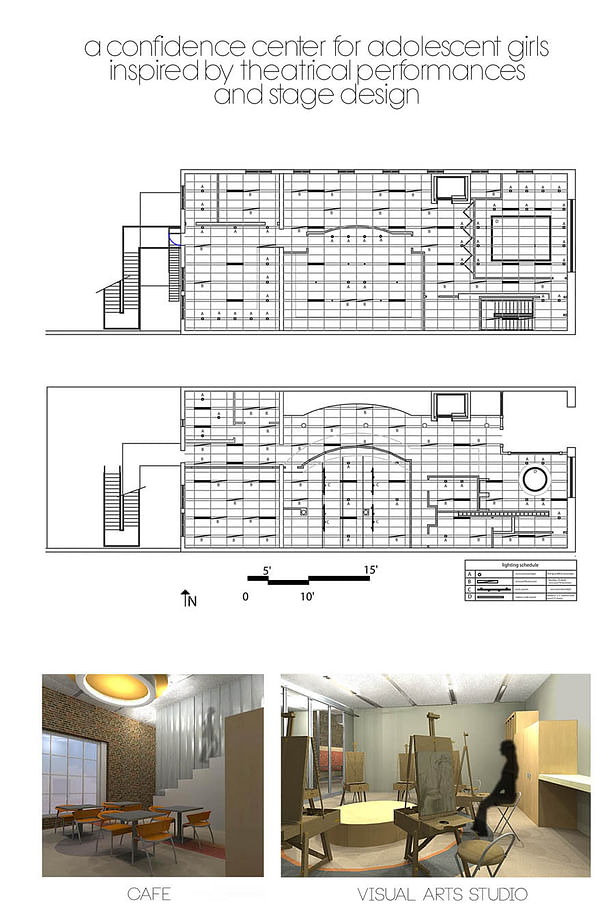 ceiling plan and digital renderings