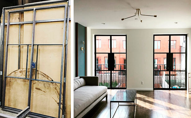 Before and after! Custom steel and glass French doors for a set of Juliet balconies.
