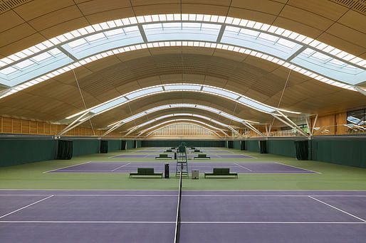 Somerset Road Covered Courts: All England Lawn Tennis Club by Hopkins Architects. Photo: Janie Airey/Airey Spaces