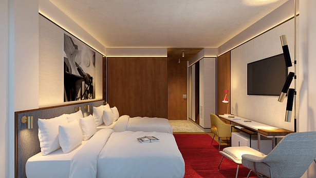 TWA Hotel twin beds model room version