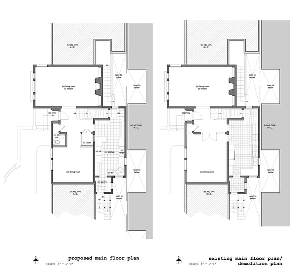 Existing & Proposed Main Floor Plans