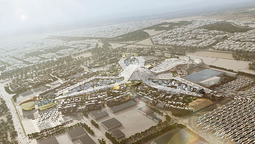 Aerial view of the HOK-led Dubai World Expo 2020 master plan. Image: HOK