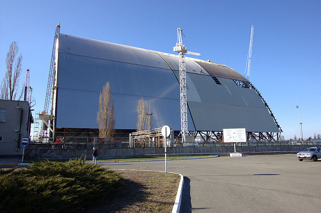 A view of the New Safe Confinement. Image: Wikipedia
