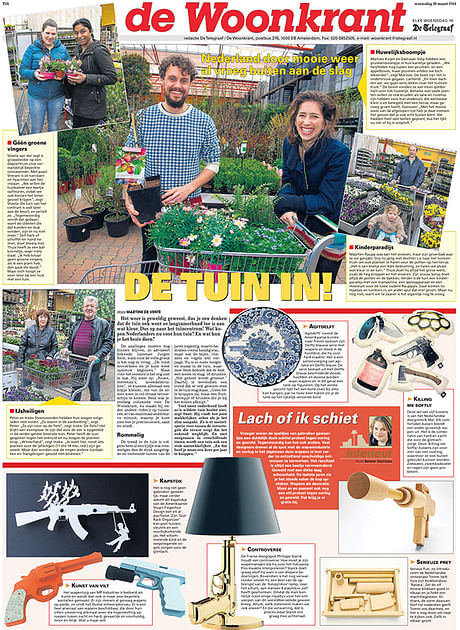 The Gun Rack Organizer is featured in a recent issue of De Telegraaf Woonkrant, the largest newspaper in The Netherlands. The story was about weapons in design.
