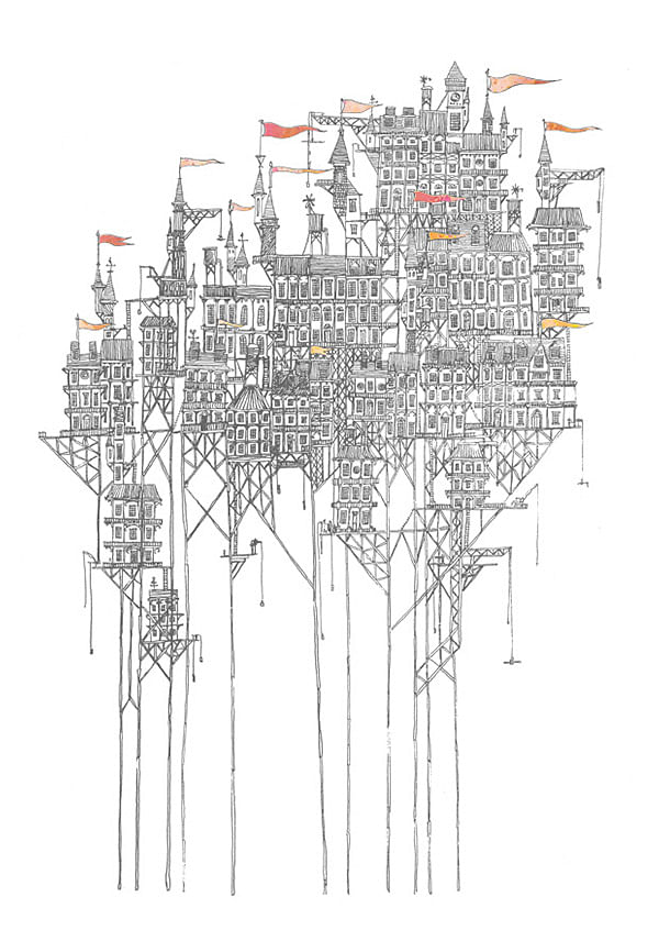 An image from David Fleck's illustrations of Italo Calvino's 'Invisible Cities.'