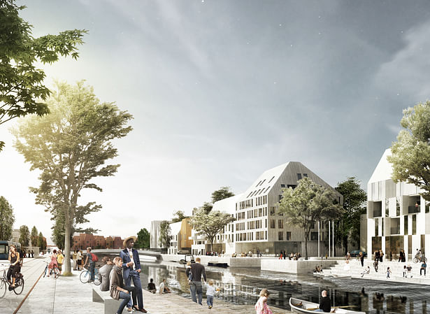 Public space along the new canal and waterfront