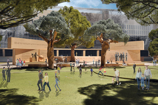 A rendering of the proposed Dwight D. Eisenhower Memorial to be built in Washington