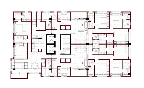 2nd to 6th levels, typical floorplan