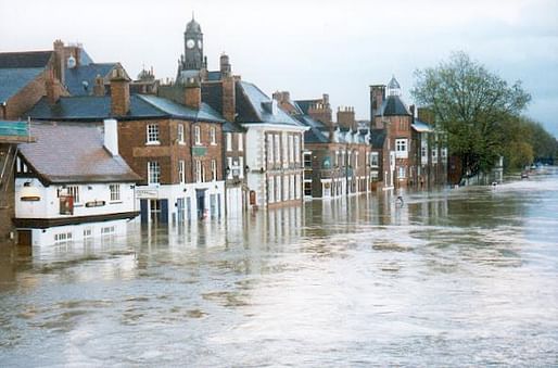 The Ouse river flooding in York. Credit: Gordon Hatton via wikimedia.org