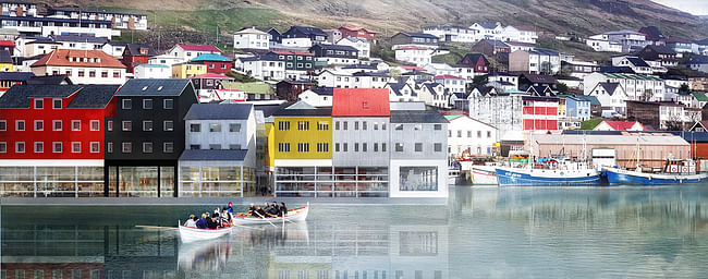 Elevation view: relationship between Klaksvík City Center and Old City (Image: Kubota & Bachmann Architects)