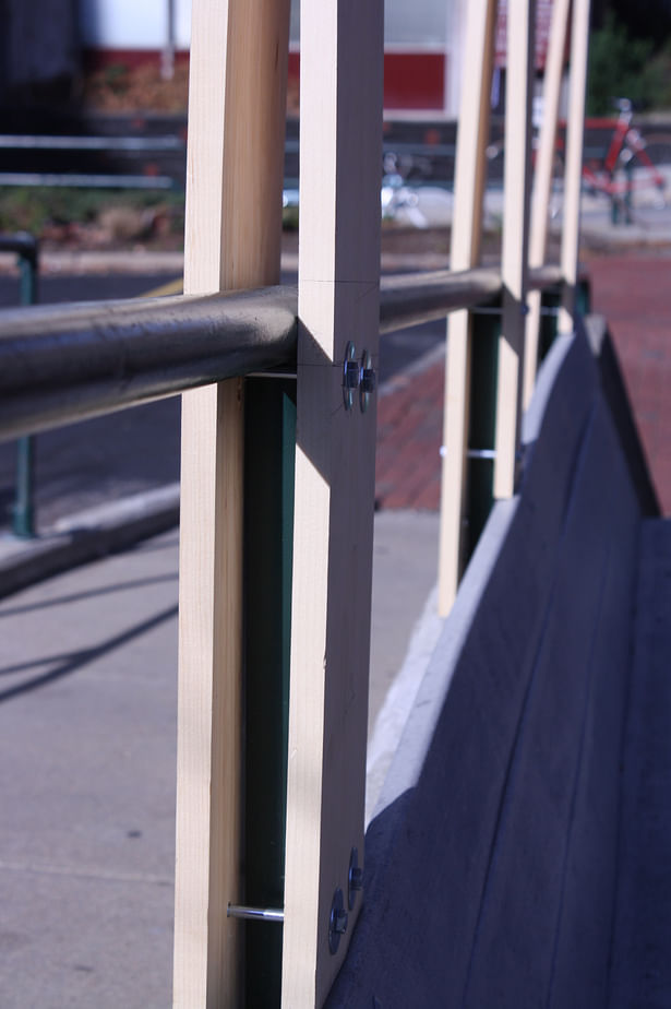 Detail of the connection to existing handrail. It was important that this connection was made without damaging the existing structure.