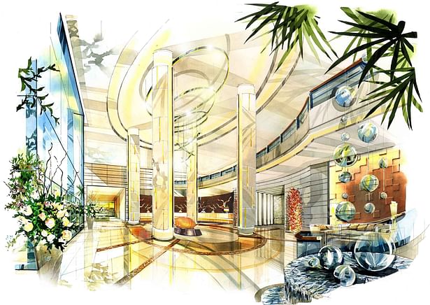 Hotel lobby rendering 
