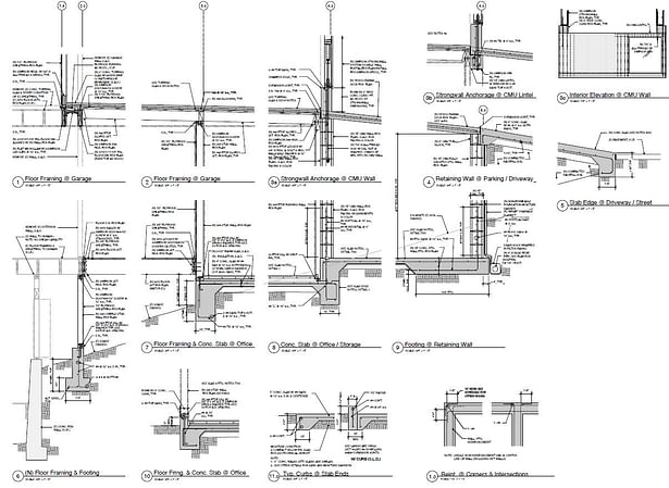 Details arranged in relative positions. Builders tell us they like this style, and I use it when I have room on the drawing sheets. 