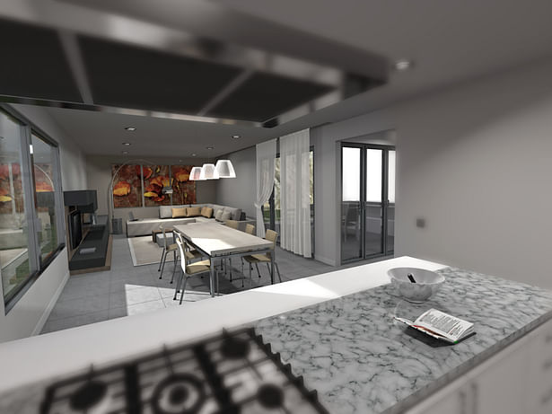 3D Interior Render - View from the Kitchen