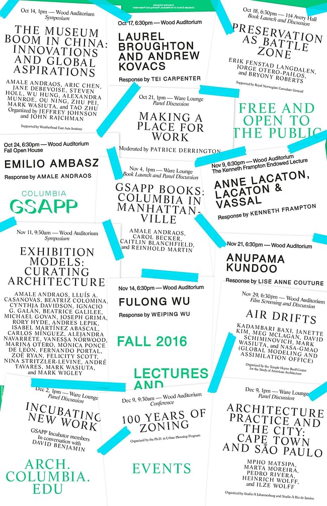 GSAPP Fall '16 Lecture Series (back). Poster courtesy of Columbia GSAPP.