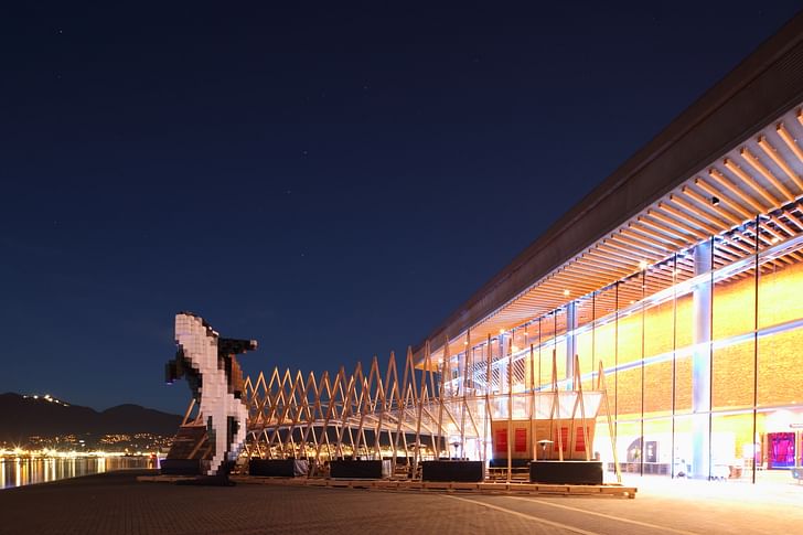 The Lions Marquee at night.