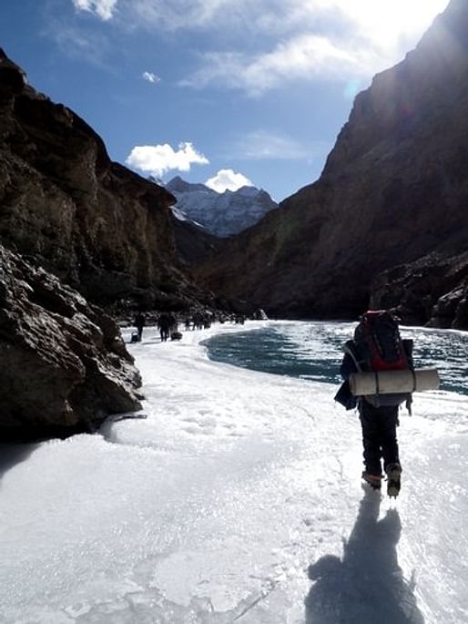  frozen surface of the Zanskar River by Jonathan Mingle for The New York Times
