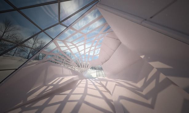 H+D Studio ICE_Crystal Warming Hut - Interior Perspective